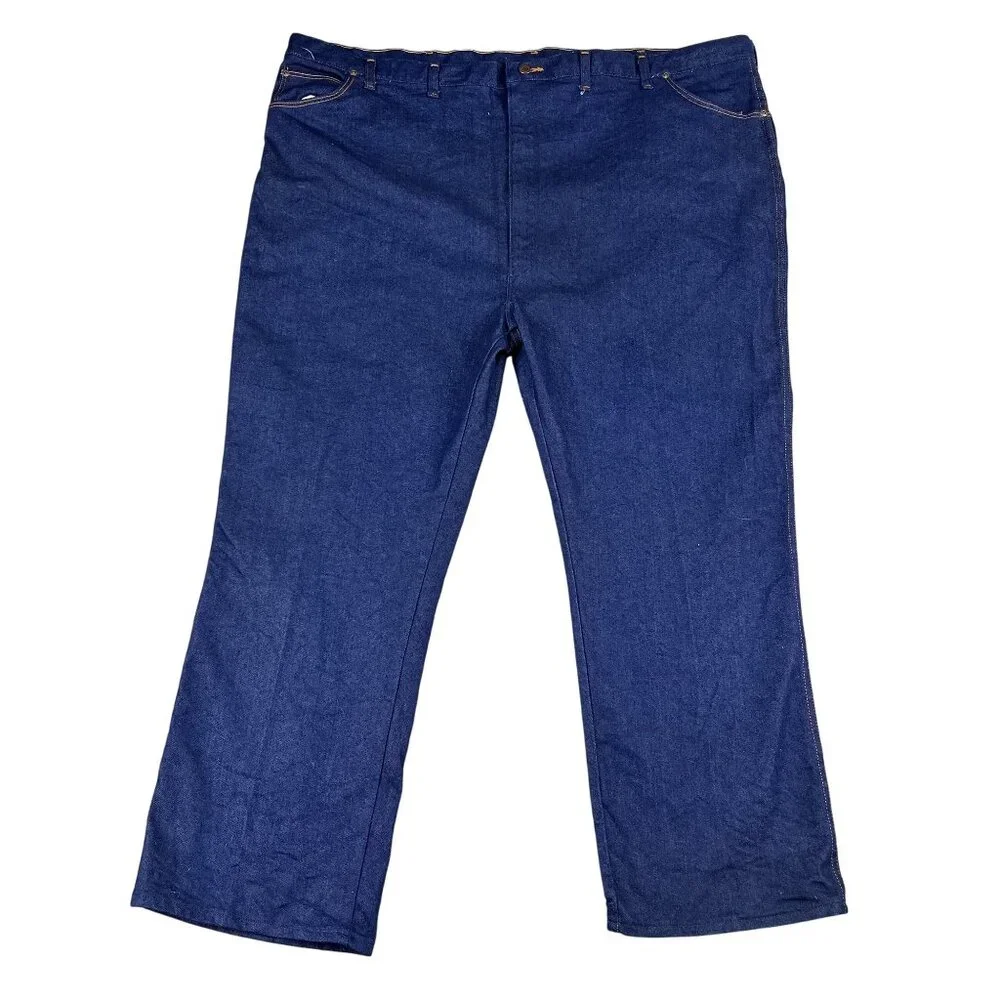 Vintage Wrangler Jeans Mens 54x30 Straight Leg Dark Wash Denim Made in‎ USA